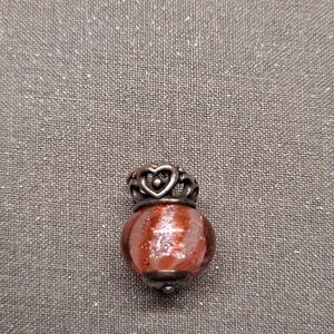 Avery Metallic Red Glass Heart-Top Necklace Charm